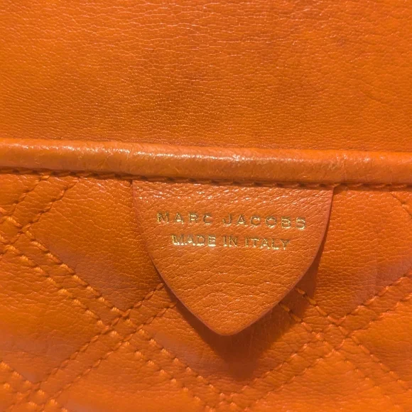 Marc Jacobs Rudi Baroque Quilted Satchel Shoulder Bag Mandarin Leather